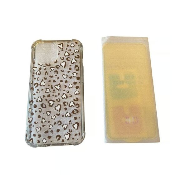 iPhone 11 Case Cheetah Leopard heart Pattern  Built-in Bumper & screen protector - Picture 5 of 6